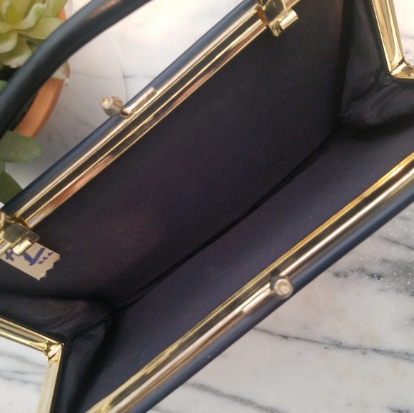 Vintage HL USA Harry Levine | Small Navy Blue Clutch Purse - Picture 6 of 10